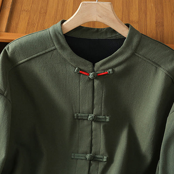 Buddha Stones Winter Damen-Thermojacke mit Froschknopfleiste, langen Ärmeln, Baumwollfleece-Futter und Taschen - image 15