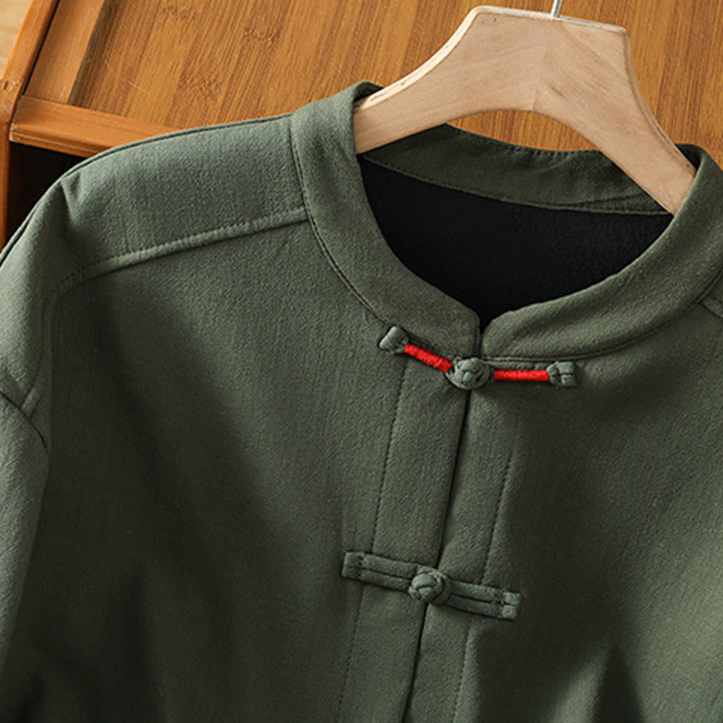 Buddha Stones Winter Damen-Thermojacke mit Froschknopfleiste, langen Ärmeln, Baumwollfleece-Futter und Taschen - image 17