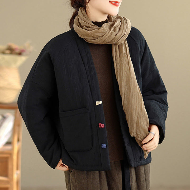 Buddha Stones Winter Langarm-Thermojacke aus Baumwolle für Damen mit Taschen - image 4