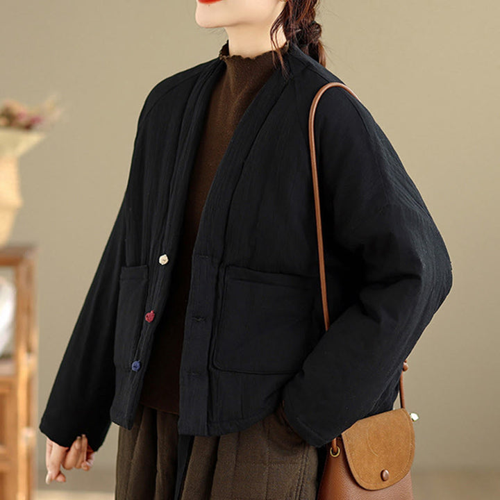 Buddha Stones Winter Langarm-Thermojacke aus Baumwolle für Damen mit Taschen - image 2