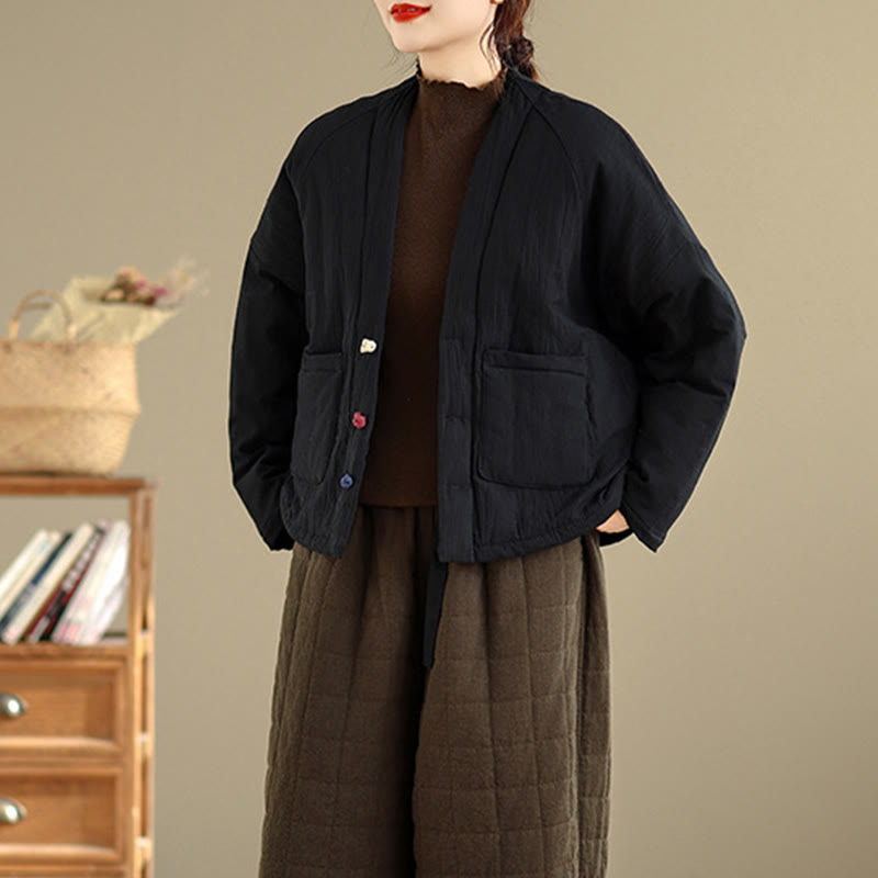 Buddha Stones Winter Langarm-Thermojacke aus Baumwolle für Damen mit Taschen - image 6