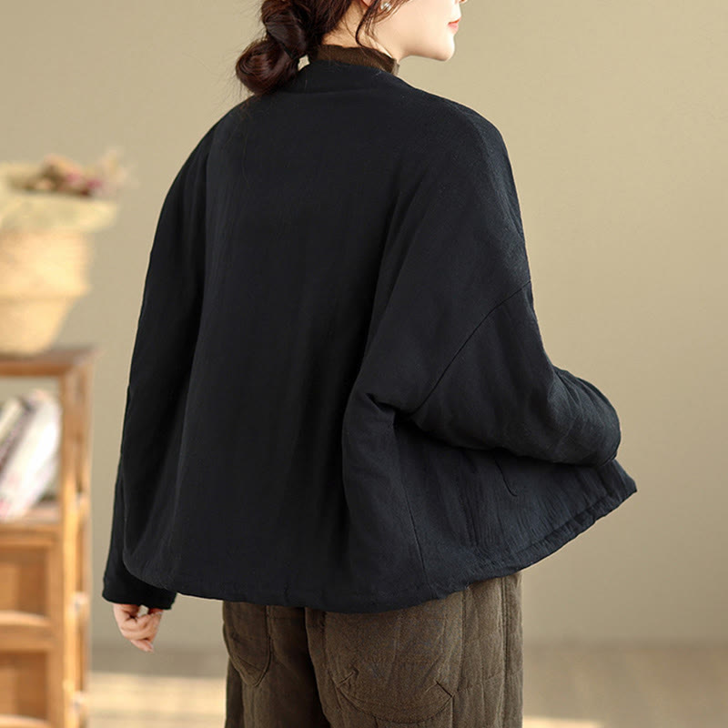 Buddha Stones Winter Langarm-Thermojacke aus Baumwolle für Damen mit Taschen - image 3