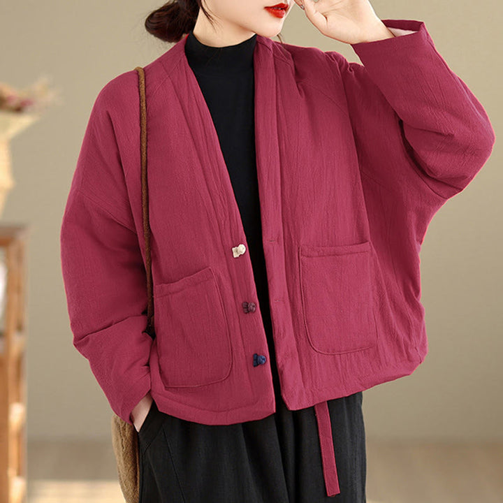 Buddha Stones Winter Langarm-Thermojacke aus Baumwolle für Damen mit Taschen - image 12