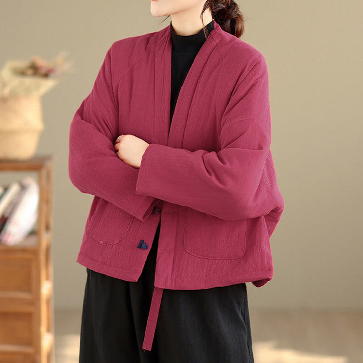 Buddha Stones Winter Langarm-Thermojacke aus Baumwolle für Damen mit Taschen - image 9