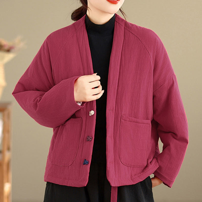 Buddha Stones Winter Langarm-Thermojacke aus Baumwolle für Damen mit Taschen - image 10