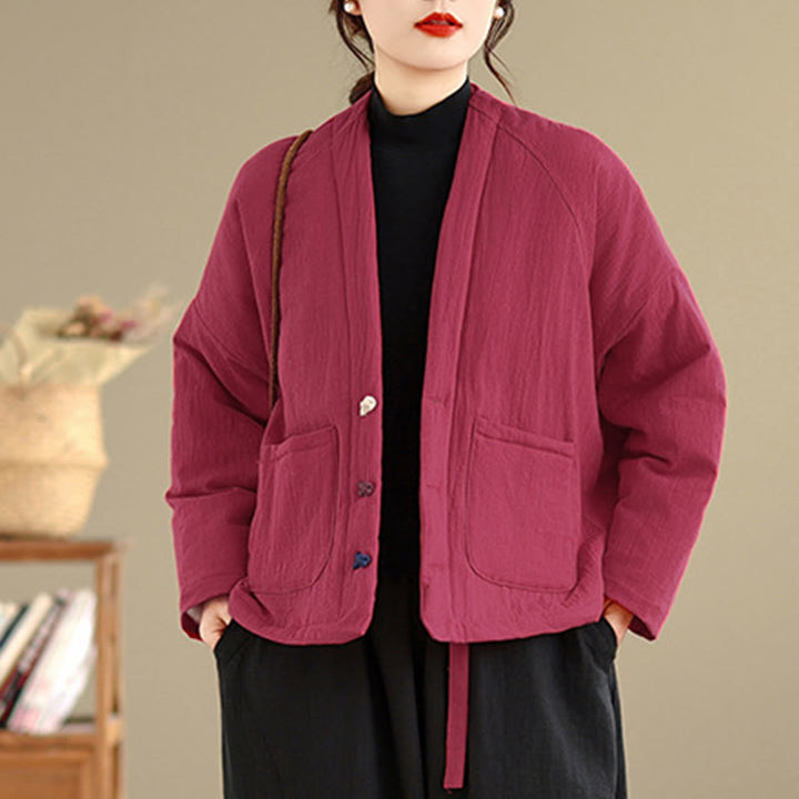 Buddha Stones Winter Langarm-Thermojacke aus Baumwolle für Damen mit Taschen - image 13