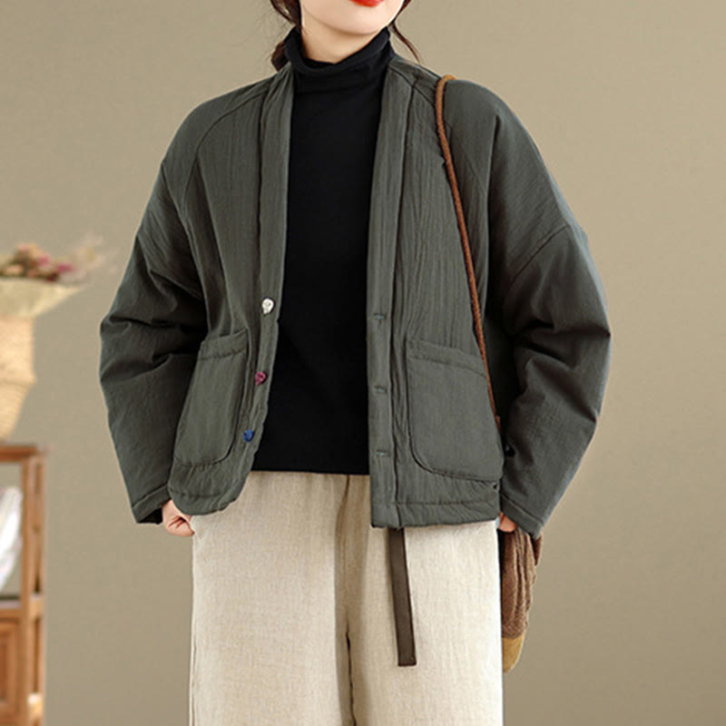 Buddha Stones Winter Langarm-Thermojacke aus Baumwolle für Damen mit Taschen - image 15