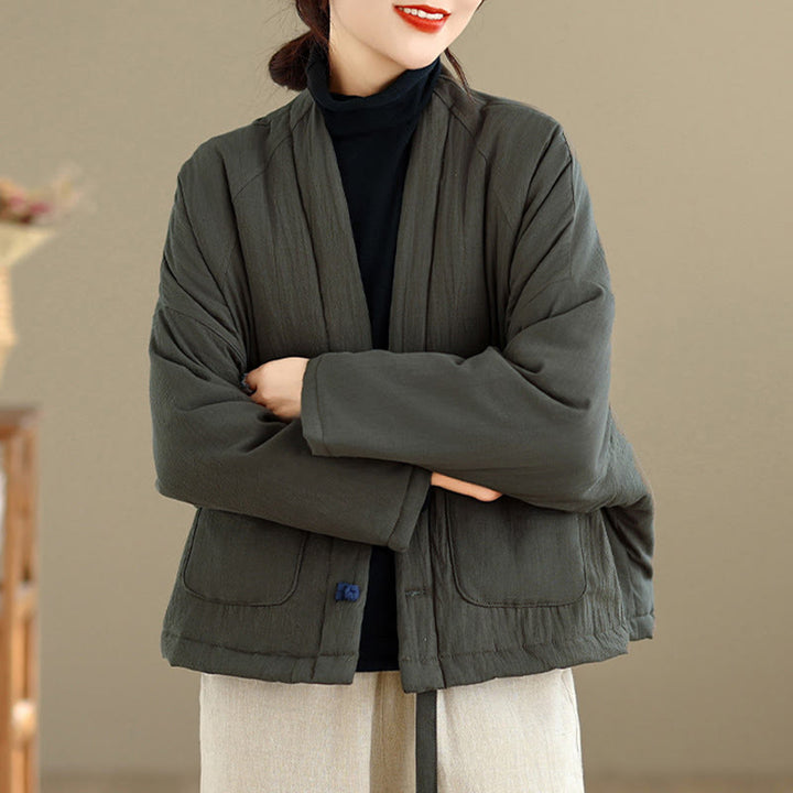 Buddha Stones Winter Langarm-Thermojacke aus Baumwolle für Damen mit Taschen - image 19