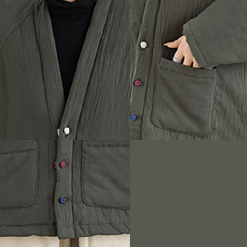 Buddha Stones Winter Langarm-Thermojacke aus Baumwolle für Damen mit Taschen - image 24