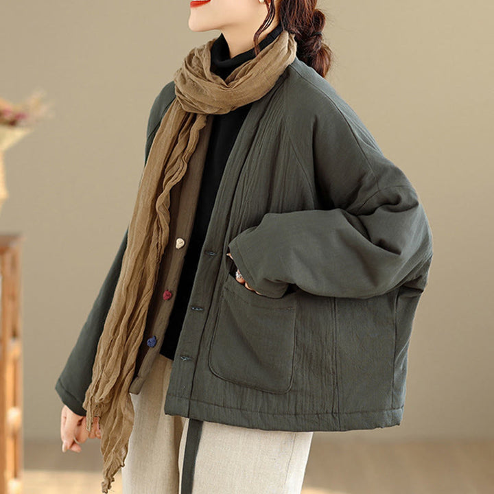 Buddha Stones Winter Langarm-Thermojacke aus Baumwolle für Damen mit Taschen - image 18