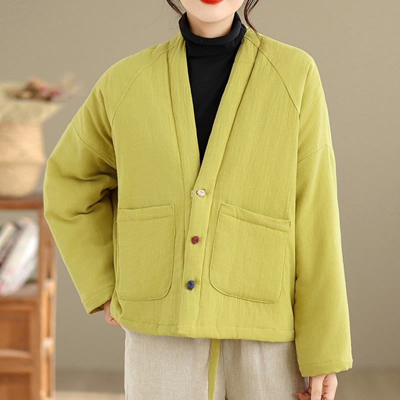 Buddha Stones Winter Langarm-Thermojacke aus Baumwolle für Damen mit Taschen - image 27