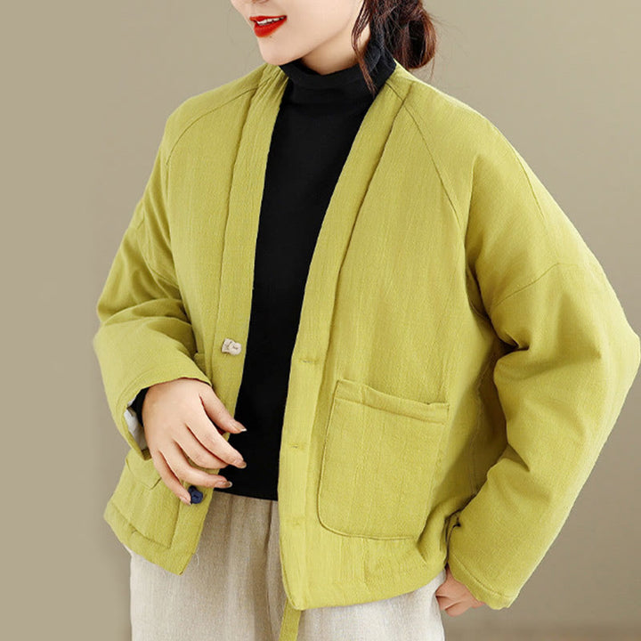 Buddha Stones Winter Langarm-Thermojacke aus Baumwolle für Damen mit Taschen - image 28