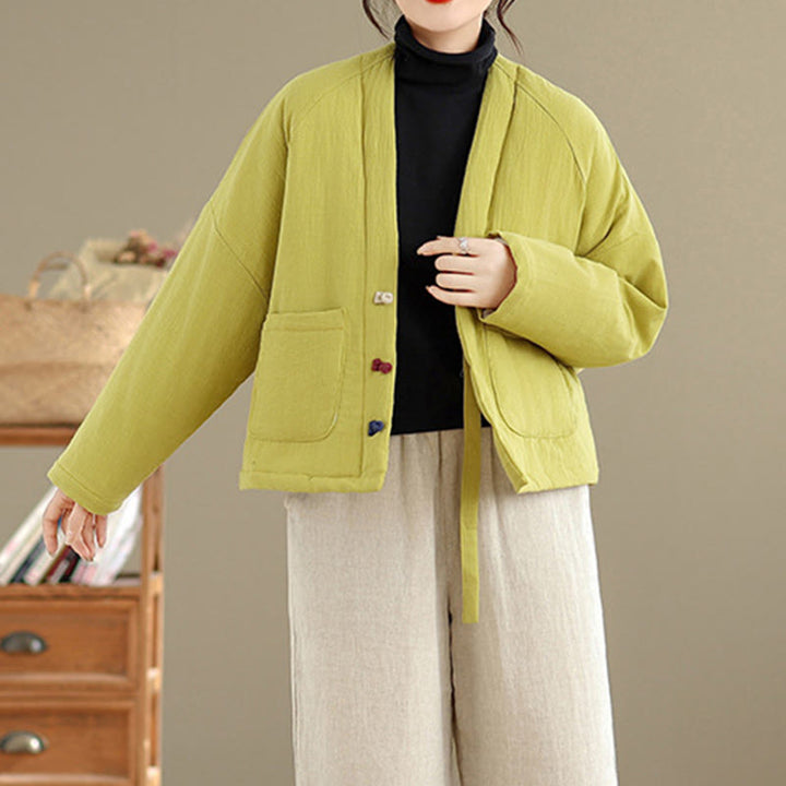 Buddha Stones Winter Langarm-Thermojacke aus Baumwolle für Damen mit Taschen - image 31