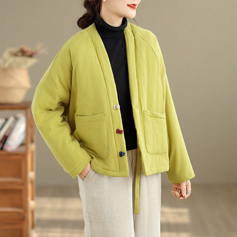 Buddha Stones Winter Langarm-Thermojacke aus Baumwolle für Damen mit Taschen - image 30