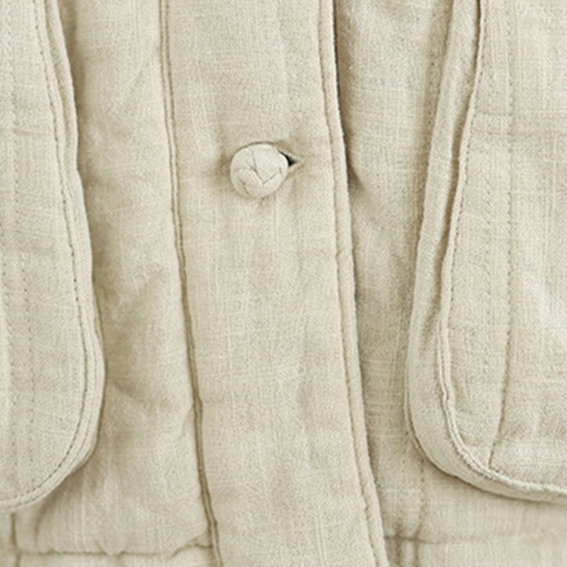 Buddha Stones Winter Solid Langarm-Thermojacke aus Baumwolle für Damen mit Taschen - image 13