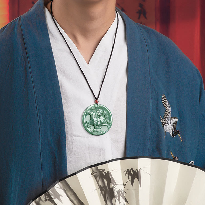 Buddha Stones ​​Jade-Halskette mit Anhängern – Symbol für Fülle und Glück im Jahr des Pferdes - image 4