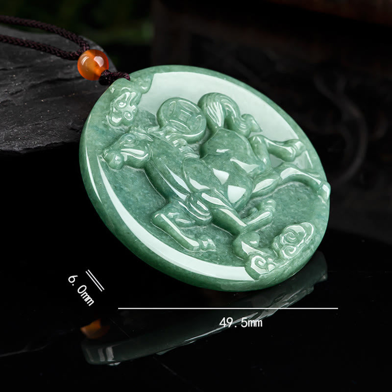 Buddha Stones ​​Jade-Halskette mit Anhängern – Symbol für Fülle und Glück im Jahr des Pferdes - image 6