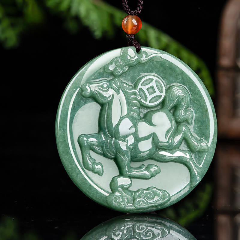 Buddha Stones ​​Jade-Halskette mit Anhängern – Symbol für Fülle und Glück im Jahr des Pferdes - image 2