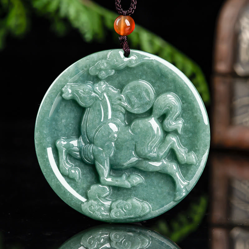 Buddha Stones ​​Jade-Halskette mit Anhängern – Symbol für Fülle und Glück im Jahr des Pferdes - image 1