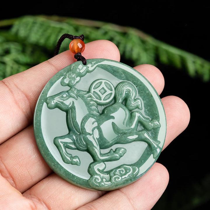 Buddha Stones ​​Jade-Halskette mit Anhängern – Symbol für Fülle und Glück im Jahr des Pferdes - image 3