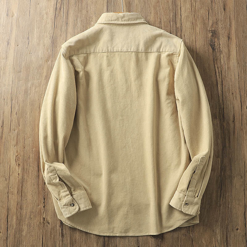 Buddha Stones ​​Revers Cord Herren Langarm-Baumwolljacke mit Taschen - image 2