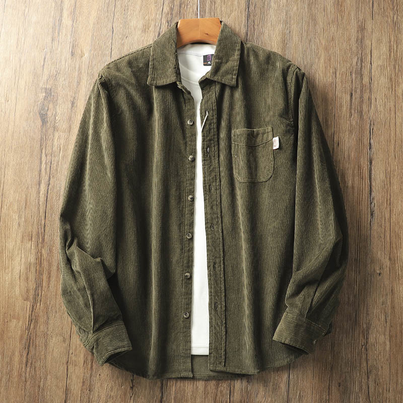 Buddha Stones ​​Revers Cord Herren Langarm-Baumwolljacke mit Taschen - Dunkelolivgrün - US/ UK/AU40, EU50 (2XL) - image 14