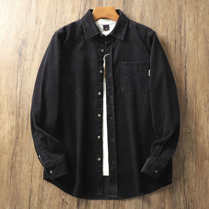 Buddha Stones ​​Revers Cord Herren Langarm-Baumwolljacke mit Taschen - Schwarz - US/ UK/AU40, EU50 (2XL) - image 13