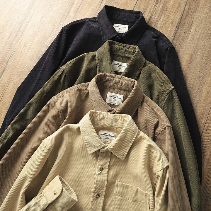Buddha Stones ​​Revers Cord Herren Langarm-Baumwolljacke mit Taschen - image 18