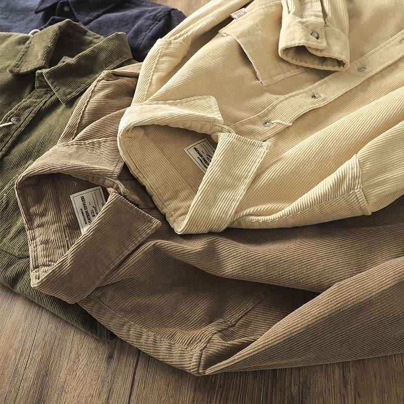 Buddha Stones ​​Revers Cord Herren Langarm-Baumwolljacke mit Taschen - image 15