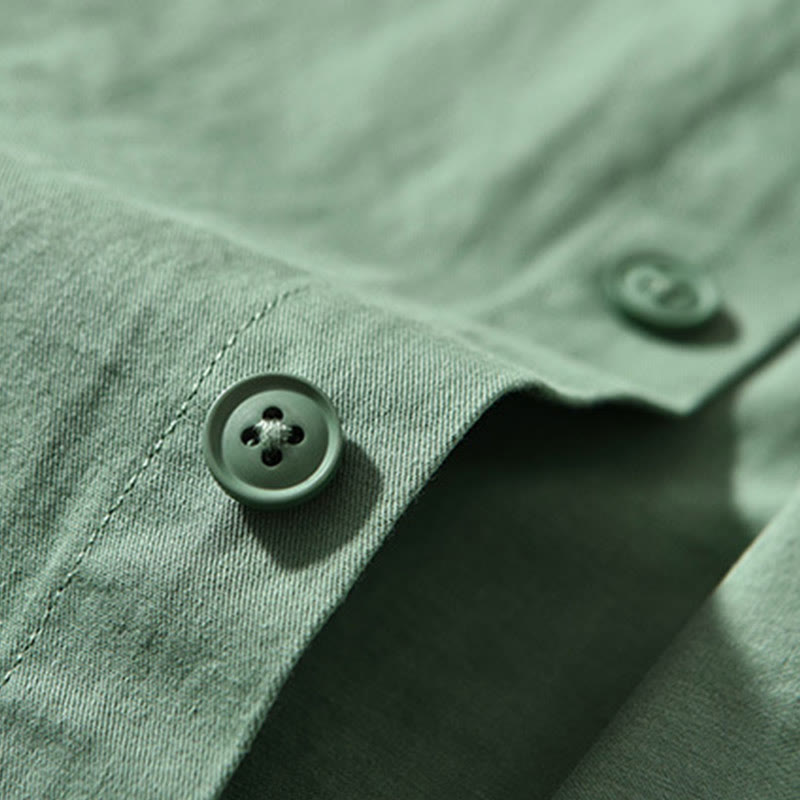 Buddha Stones Rundhals-Herrenjacke aus dickem, einfarbigem Baumwollgewebe mit langen Ärmeln und Taschen - image 6