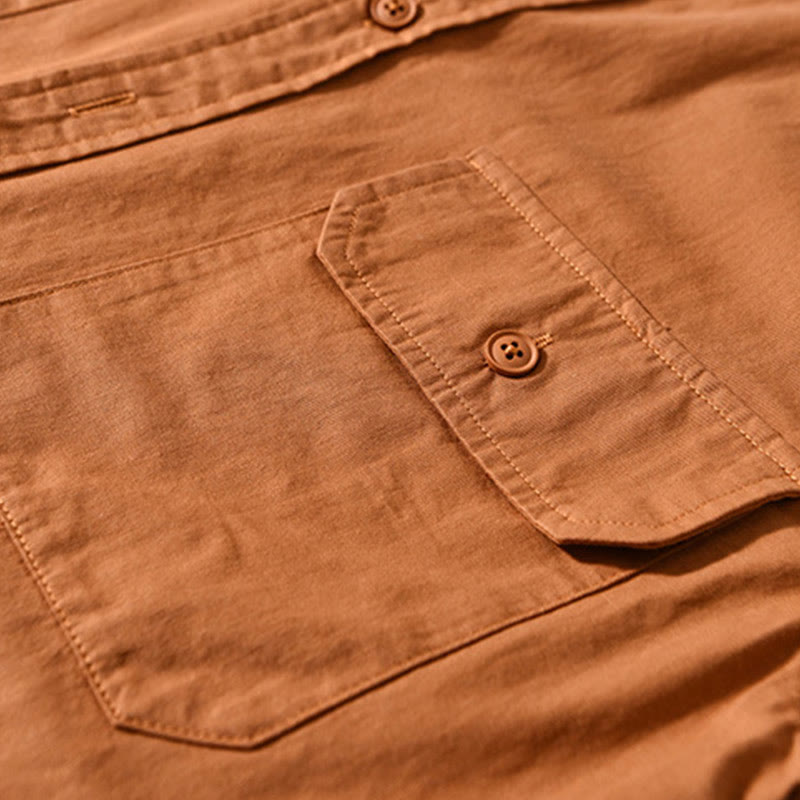 Buddha Stones Rundhals-Herrenjacke aus dickem, einfarbigem Baumwollgewebe mit langen Ärmeln und Taschen - image 13