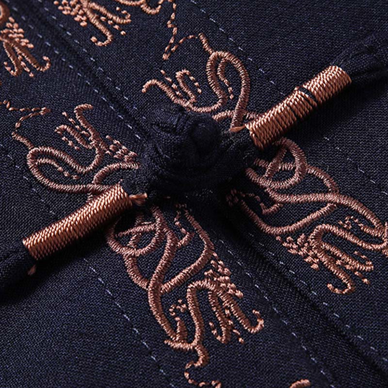 Buddha Stones ​​Fu-Charakter-Stickerei Tang-Anzug Froschknopf Herren Langarmjacke Hemd Hose - image 2