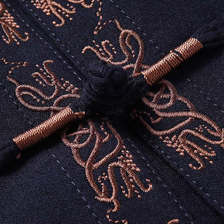 Buddha Stones ​​Fu-Charakter-Stickerei Tang-Anzug Froschknopf Herren Langarmjacke Hemd Hose - image 2