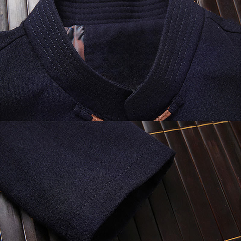 Buddha Stones ​​Fu-Charakter-Stickerei Tang-Anzug Froschknopf Herren Langarmjacke Hemd Hose - image 1