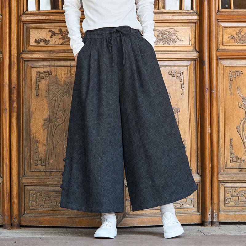 Buddha Stones Winter Chinesische Froschknopf-Design Cord-Thermohose für Herren mit weitem Bein und Taschen - Schwarz - US/ UK/AU46, EU56 (5XL) - image 1