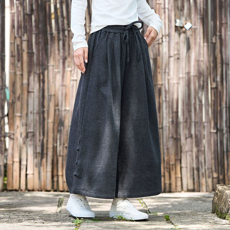 Buddha Stones Winter Chinesische Froschknopf-Design Cord-Thermohose für Herren mit weitem Bein und Taschen - image 9