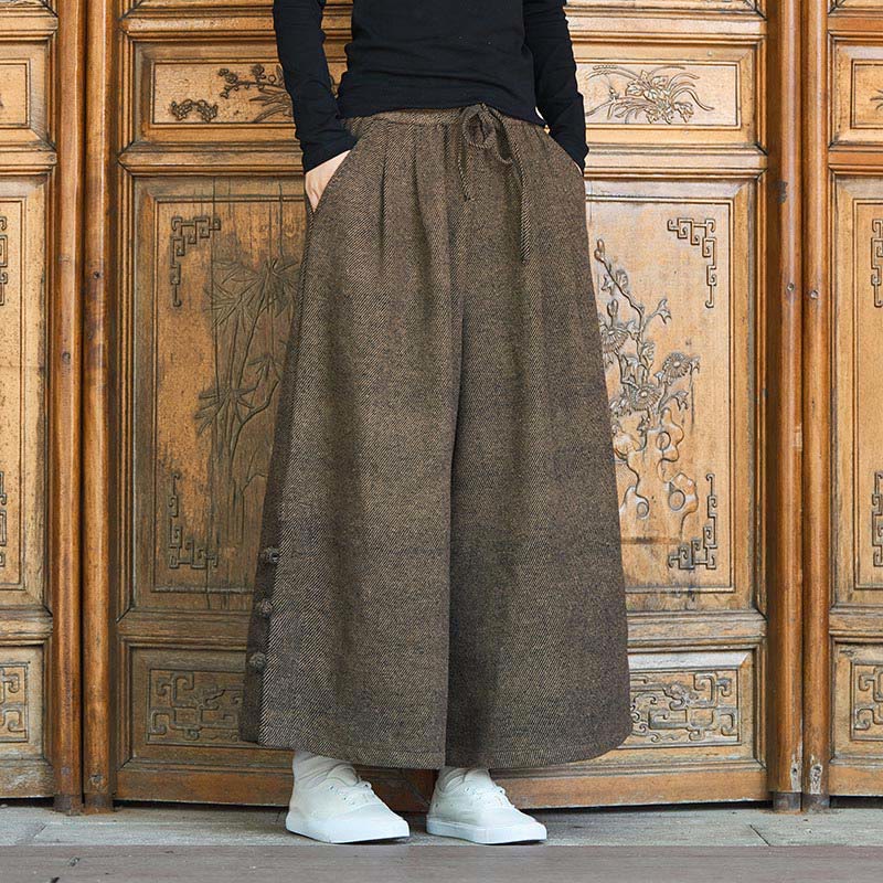 Buddha Stones Winter Chinesische Froschknopf-Design Cord-Thermohose für Herren mit weitem Bein und Taschen - Sattelbraun - US/ UK/AU46, EU56 (5XL) - image 10