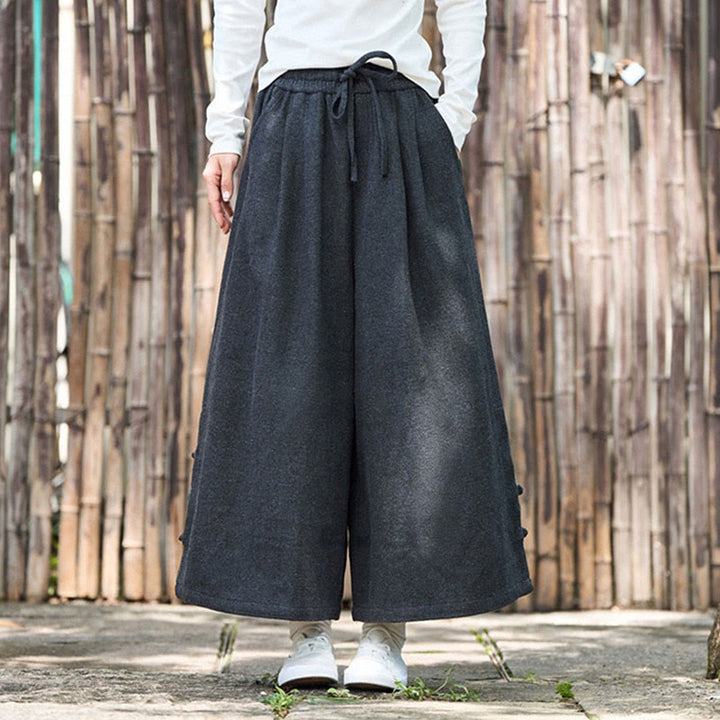 Buddha Stones Winter Chinesische Froschknopf-Design Cord-Thermohose für Herren mit weitem Bein und Taschen - image 6