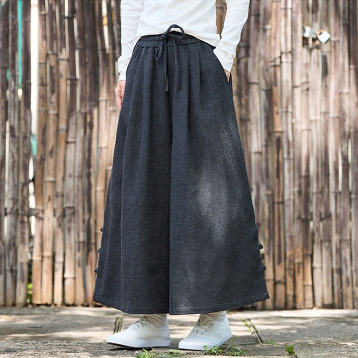 Buddha Stones Winter Chinesische Froschknopf-Design Cord-Thermohose für Herren mit weitem Bein und Taschen - image 8