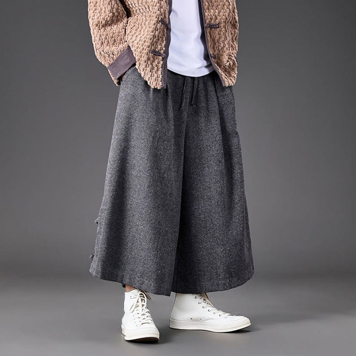 Buddha Stones Winter Chinesische Froschknopf-Design Cord-Thermohose für Herren mit weitem Bein und Taschen - image 22