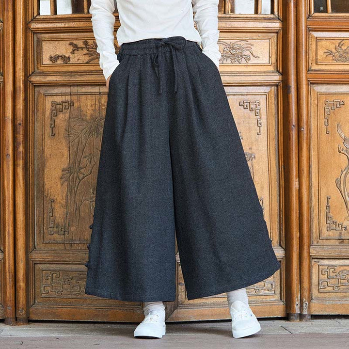 Buddha Stones Winter Chinesische Froschknopf-Design Cord-Thermohose für Herren mit weitem Bein und Taschen - Schwarz - US/ UK/AU46, EU56 (5XL) - image 1