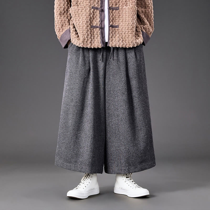 Buddha Stones Winter Chinesische Froschknopf-Design Cord-Thermohose für Herren mit weitem Bein und Taschen - image 24