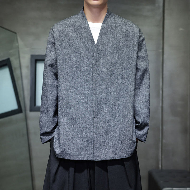 Buddha Stones ​​Frühling Herbst Einfarbige Langarm-Herrenjacke - Grau - US/ UK/AU46, EU56 (5XL) - image 0