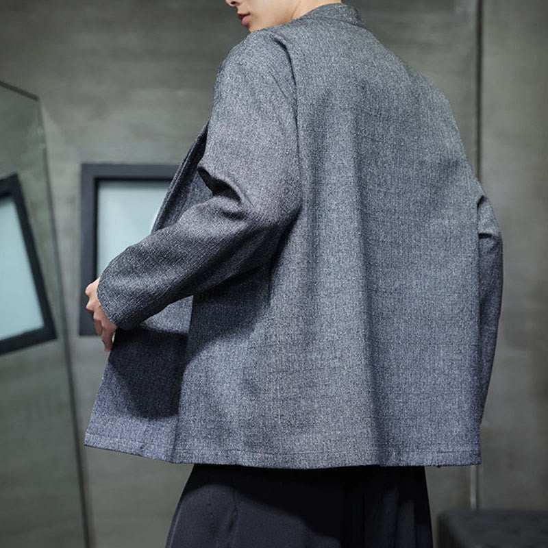 Buddha Stones ​​Frühling Herbst Einfarbige Langarm-Herrenjacke - image 3