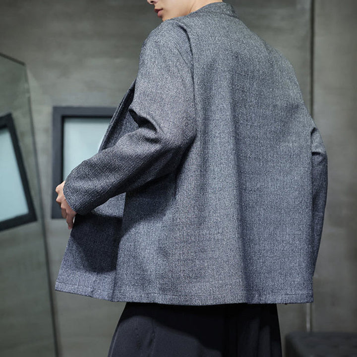 Buddha Stones ​​Frühling Herbst Einfarbige Langarm-Herrenjacke - image 3