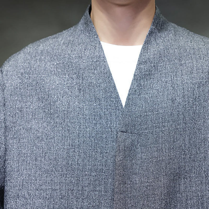 Buddha Stones ​​Frühling Herbst Einfarbige Langarm-Herrenjacke - image 8