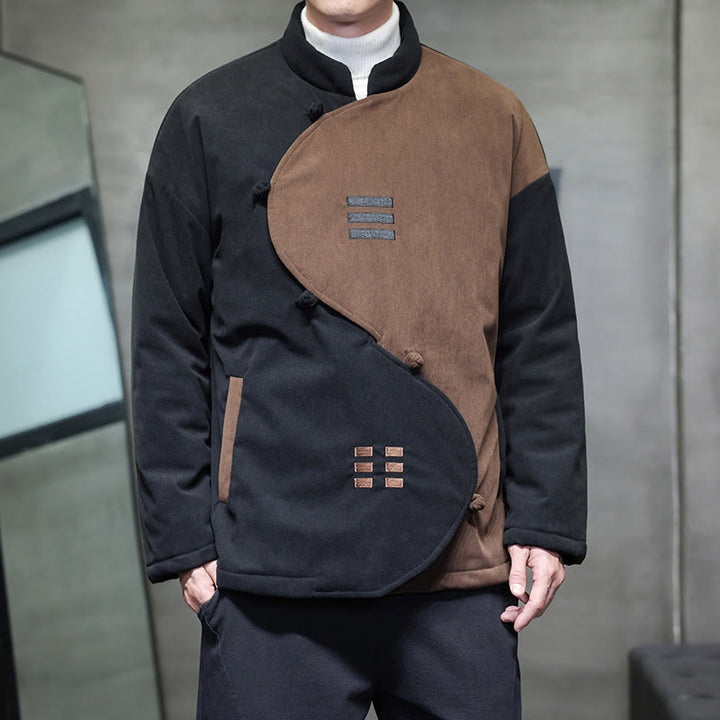 Buddha Stones Winter Yin Yang Tai Chi Cordjacke für Herren mit langen Ärmeln und Taschen - Bräunen - US/ UK/AU46, EU56 (5XL) - image 0