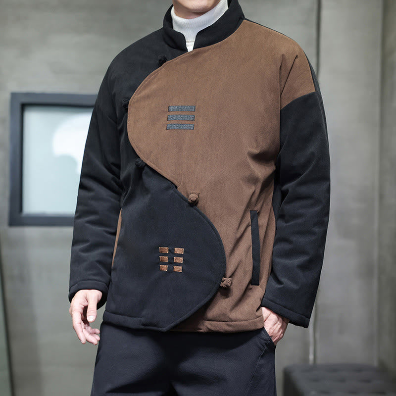Buddha Stones Winter Yin Yang Tai Chi Cordjacke für Herren mit langen Ärmeln und Taschen - image 1