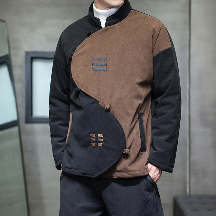 Buddha Stones Winter Yin Yang Tai Chi Cordjacke für Herren mit langen Ärmeln und Taschen - image 2