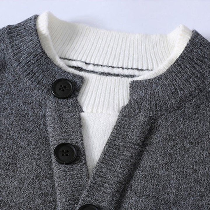 Winterpullover mit Buddha Stones, Knöpfen und Rundhalsausschnitt, warmer Herren-Langarmstrickpullover - image 2